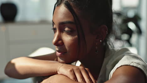 Woman,-thinking-and-life-with-reflection-and-calm