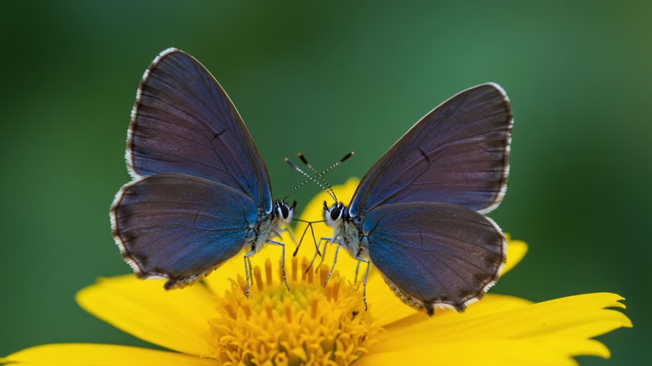 A Close Encounter: Two Butterflies Engaged in a Beautiful Display on a Vibrant Flower, Capturing the Essence of Nature's Harmony and Colorful Beauty