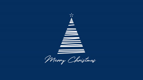 Merry-Christmas-text-with-white-Christmas-tree-on-blue-background