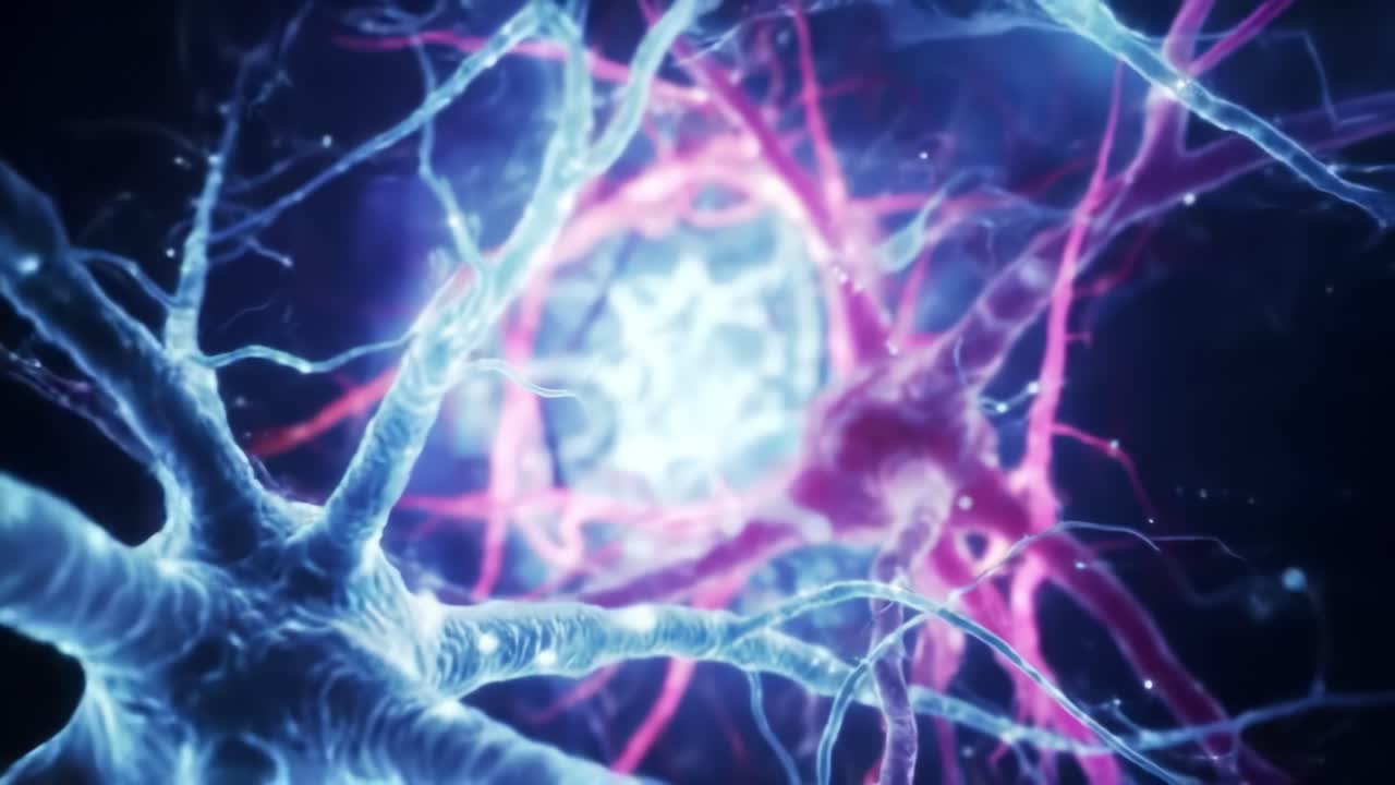 Exploring the Intricate World of Neurons: A Stunning Visualization of Neural Connections and Synaptic Activity in a Colorful Digital Representation