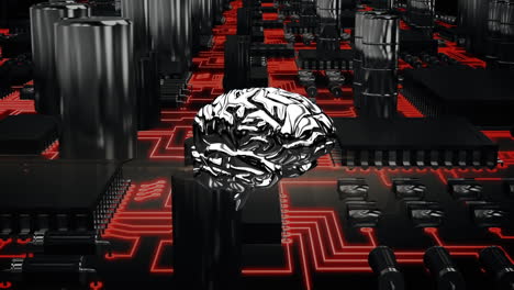 metallic brain and computer circuit board
