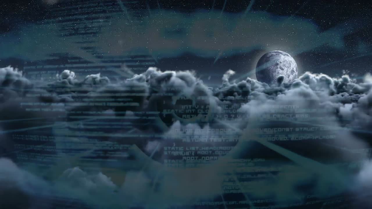 밤에 구름을 배경으로 디지털 화면