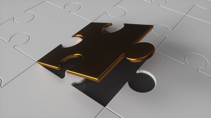 puzzle bianco 3d una tessere fuori