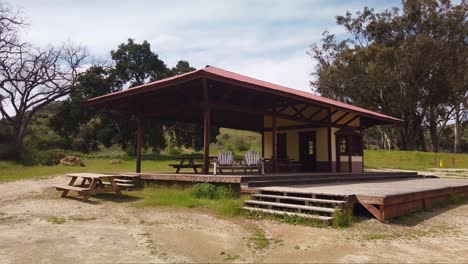 Gimbal-close-up-panning-shot-of-the-surviving-train-station-from-the-devasting-wildfire-that-burned-down-the-historic-Paramount-Ranch-movie-backlot-in-2018