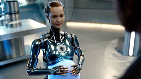 robot with human face