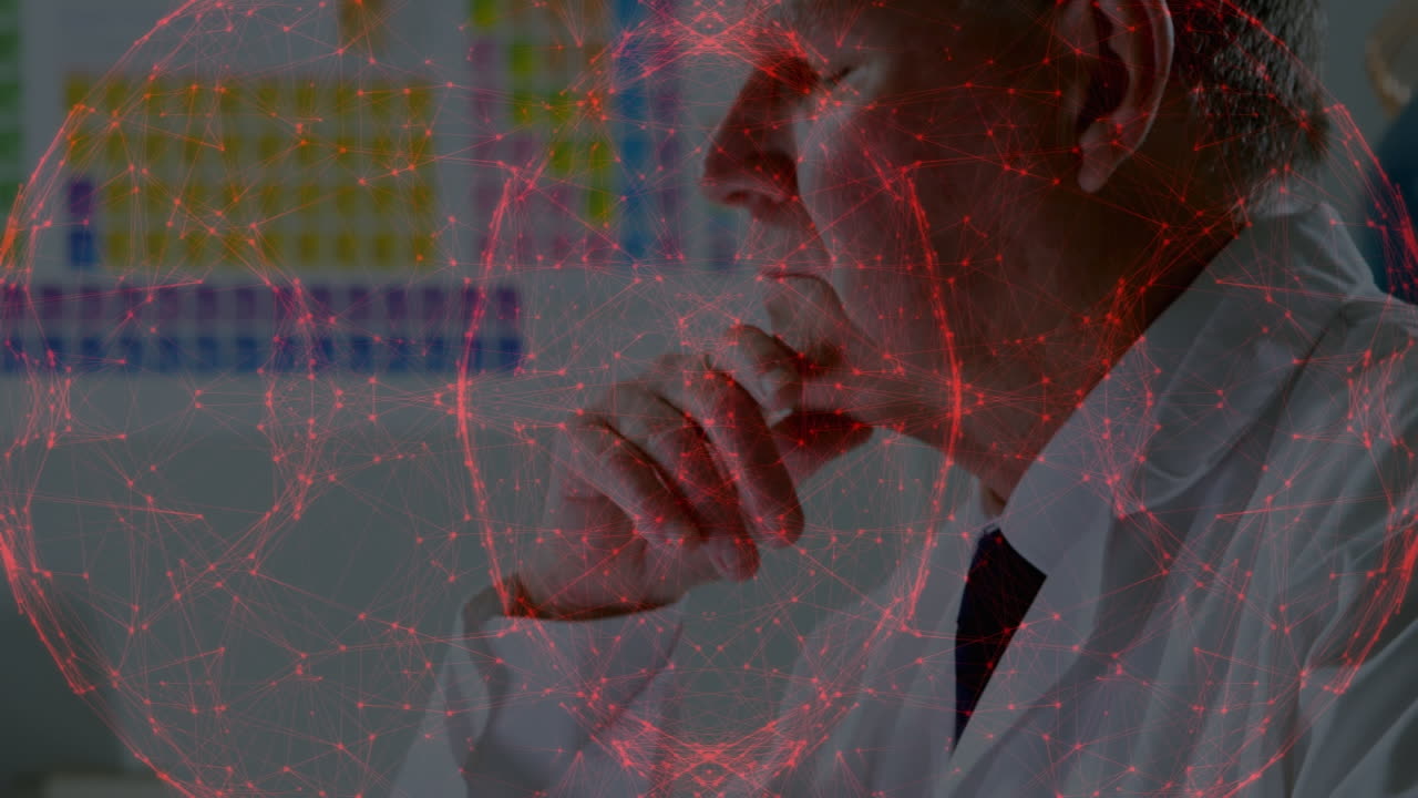 animación de la red de conexiones sobre el científico caucásico