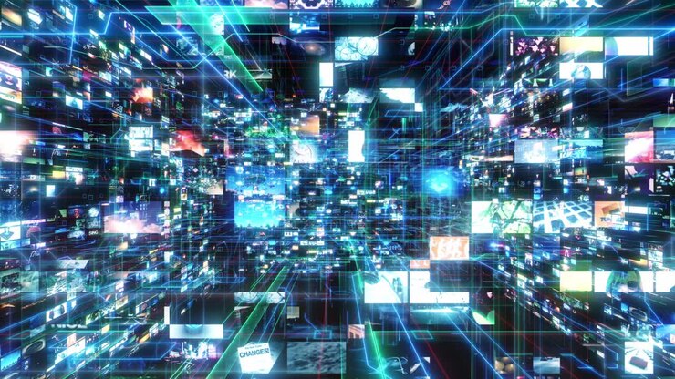 Interfaccia tecnologica, dati del computer, schermo digitale