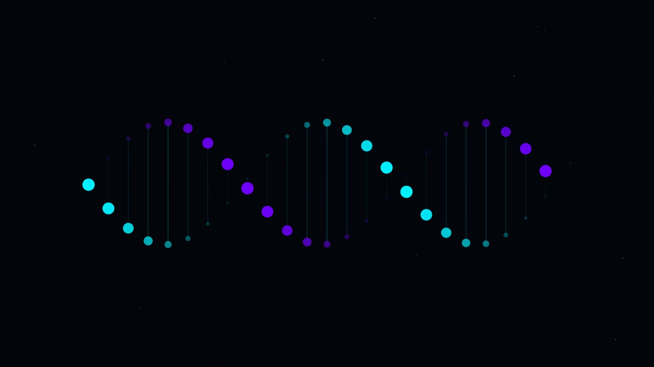 Animated DNA Helix Structure Rotating on Dark Background