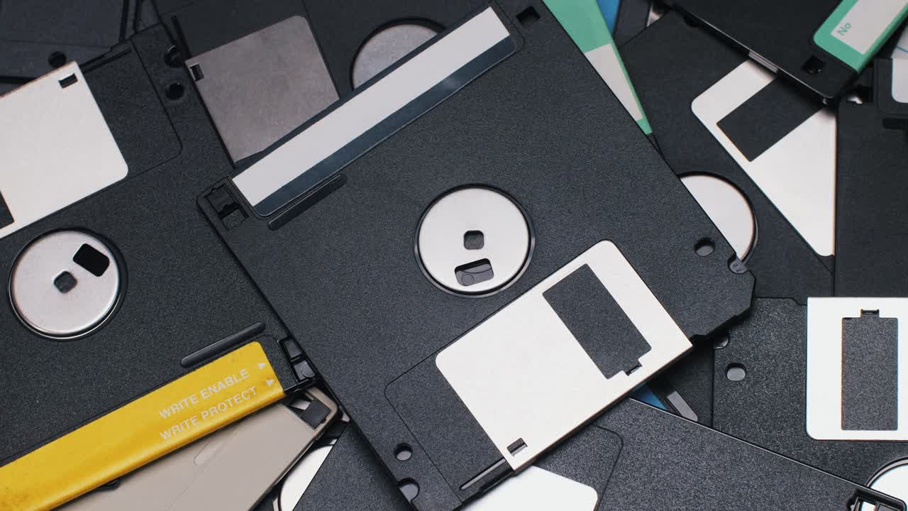 A Pile of Vintage Floppy Disks