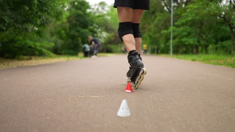 roller skating practice in a park