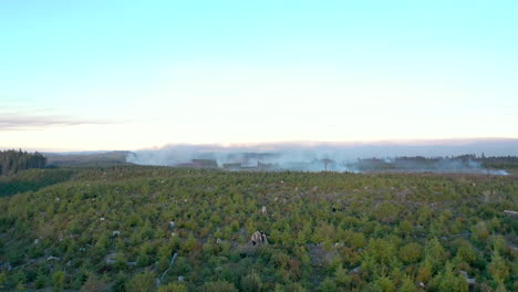 slash burn in oregon, drone flying forward over deforested area