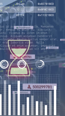 animation of data processing over server room