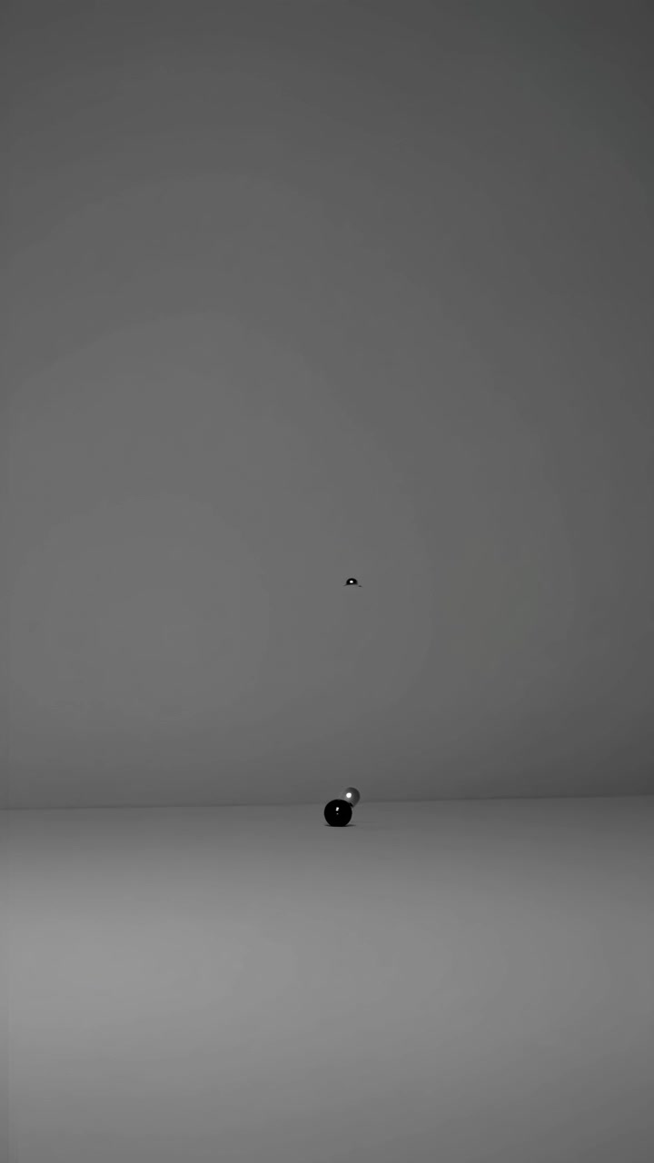 Two Spheres Resting on a Minimalist Grey Surface