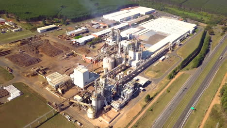 Aerial-view-of-wood-power-plant,-Sao-Paulo,-Brazil