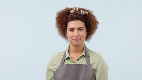 Woman,-pizza-and-studio-as-portrait-with-fast-food