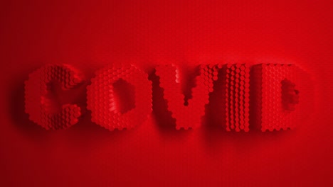 covid 3d texts about the pandemic modern background. red mosaic surface with moving hexagons.. logo, text. cells. wave. the 4k loop. animation for a business presentation.