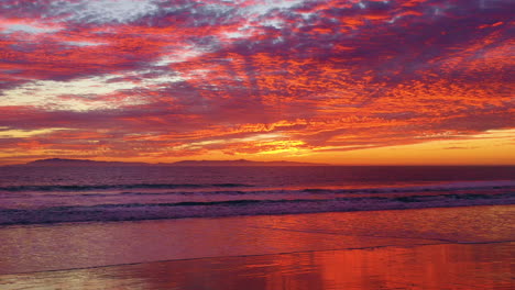 an astonishing heavenly sunset or sunrise aerial shot over the pacific ocean and channel islands in ventura southern california