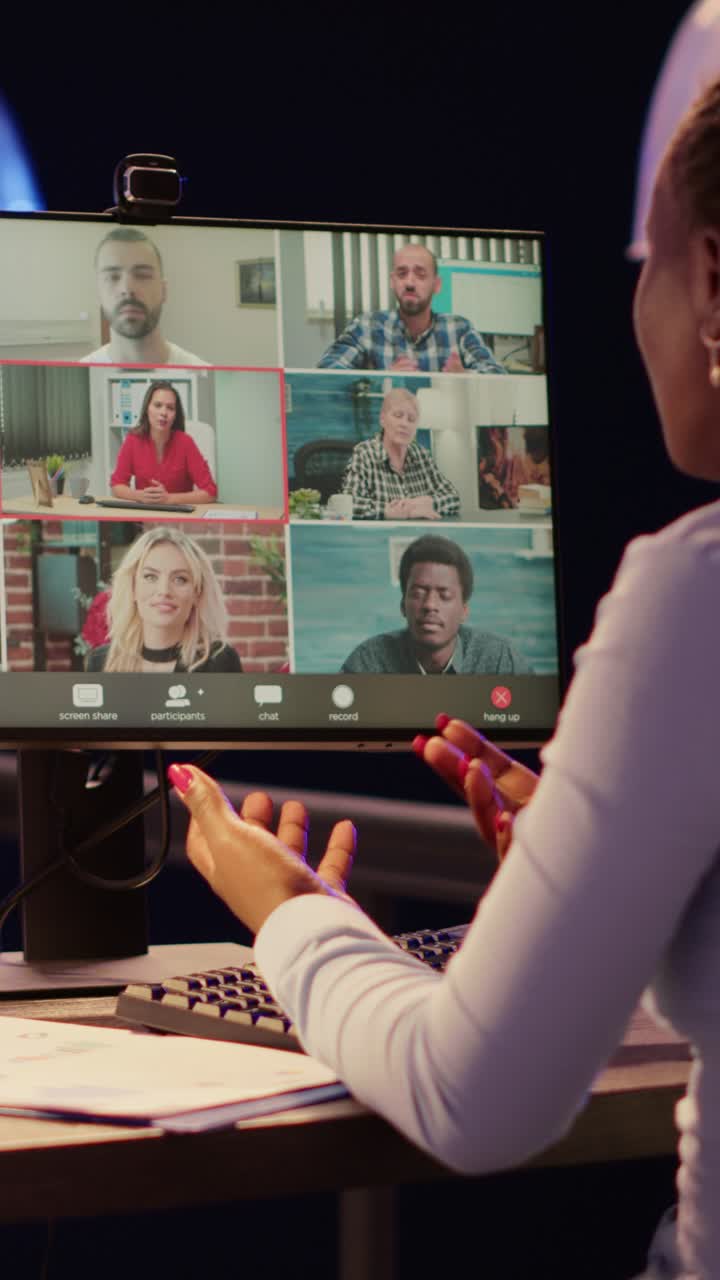 Video conference call with multiple participants on a computer screen