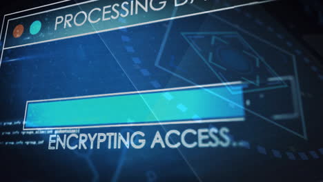 animation of digital data processing and text over networks of connections