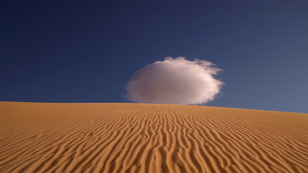 Minimalist Desert Landscape with a Solitary Cloud