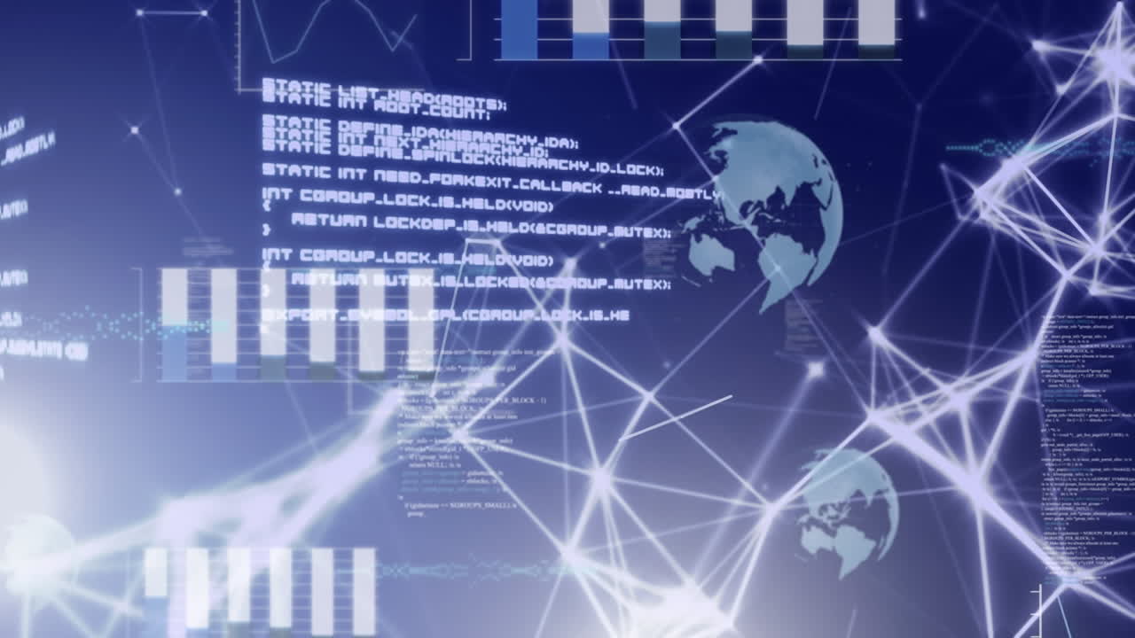 Animation of network of connections over data processing