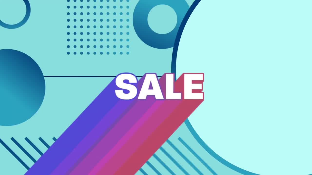 gráfico de venta con formas geométricas azules sobre un fondo azul