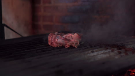 Chef-butcher-grill-smash-meat--steak-on-grid