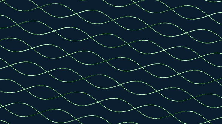 Seamless abstract background featuring flowing dotted wave lines on a dark teal backdrop. Minimal geometric motion design ideal for technology, science, data and modern digital presentations