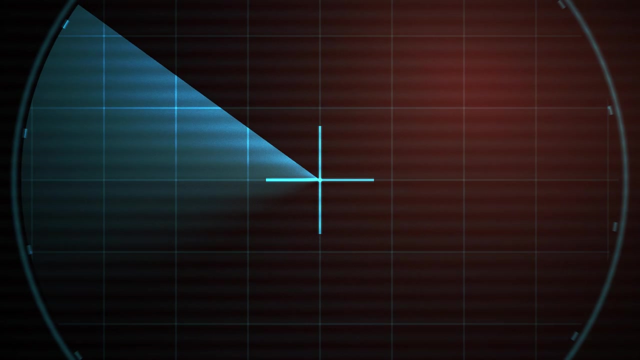 Classic Radar Screen with Rotating Scan Line and Crosshair