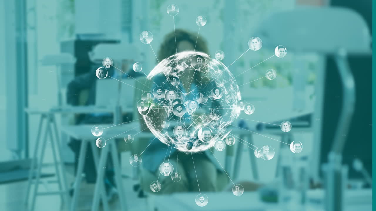 다양한 비즈니스 사람들 사이의 연결의 글로벌 네트워크 애니메이션