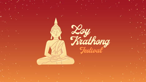 loy krathong lettering with buddha animation