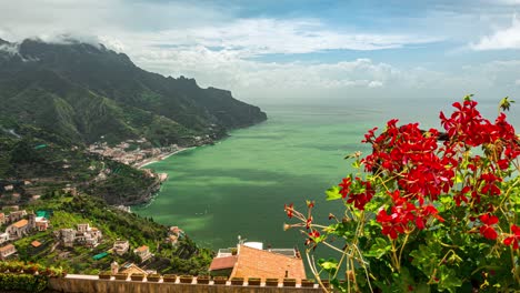 4k timelapse en la costa de amalfi claro, ravello, italia