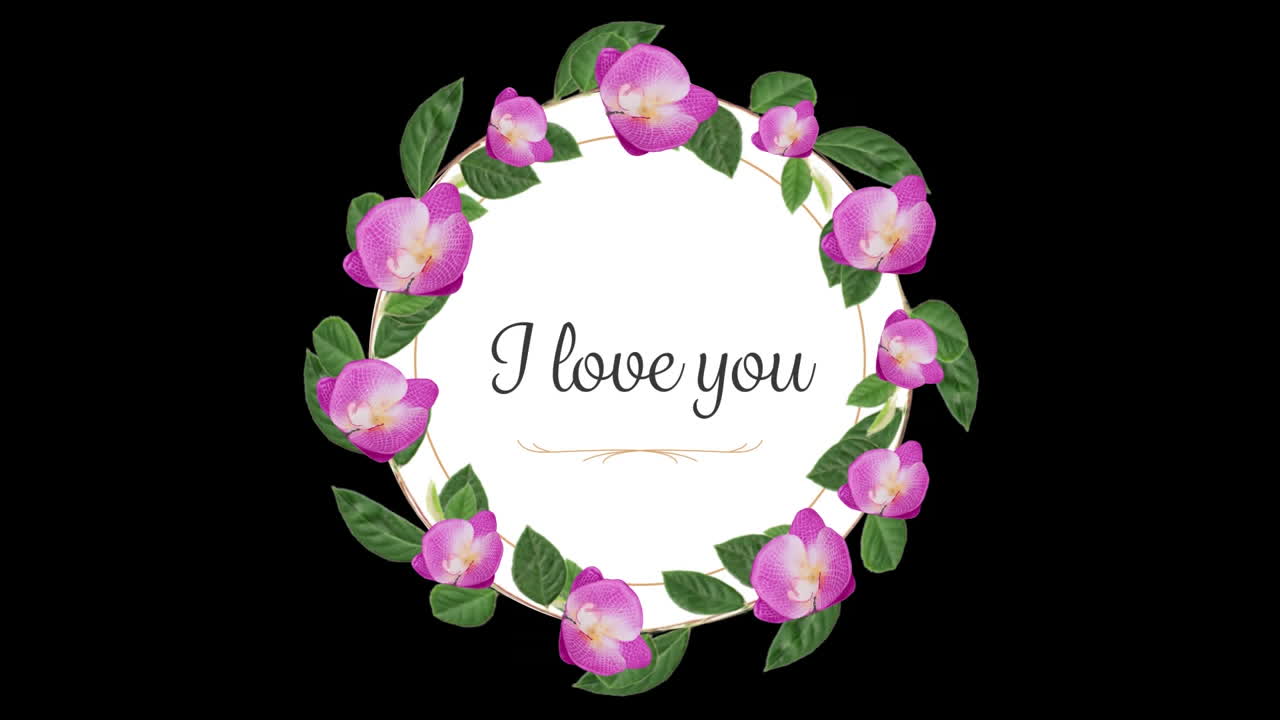 검은색 바탕에 있는 "i love you"의 애니메이션