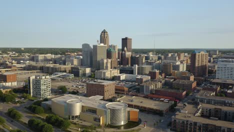 downtown des moines, iowa on clear summer day