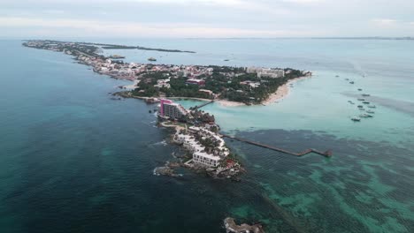 drone above isla mujeres mexico travel holiday destination riviera maya cancun aerial footage