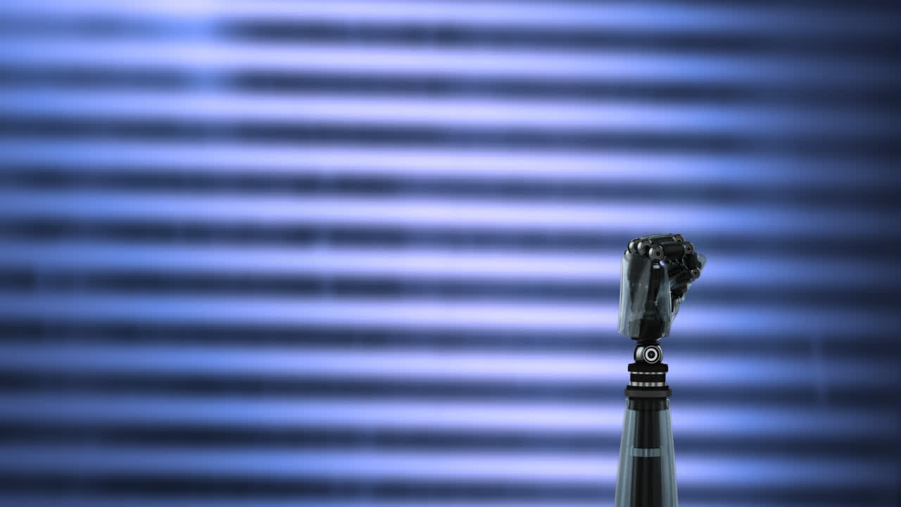 Robot arm on a striped background