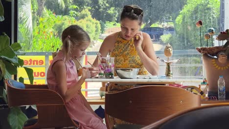 mother and daughter engaging in art activity