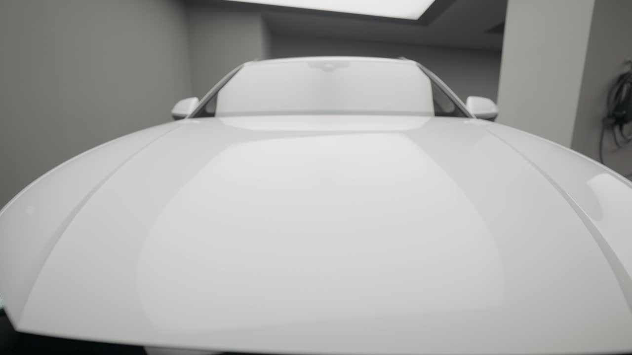 Vista Frontal de SUV Branco em Showroom