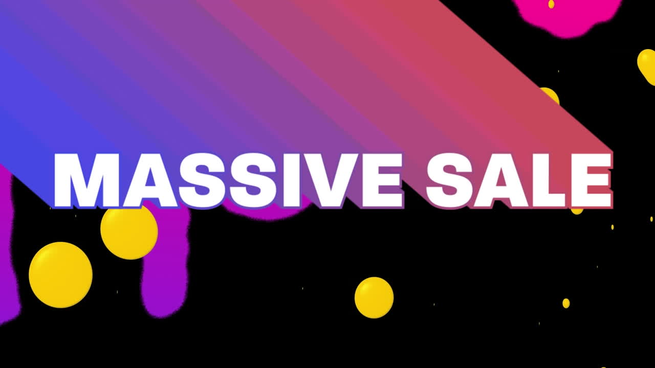 animación de formas que se mueven sobre texto de venta masiva