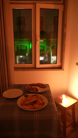 dinner at home by window