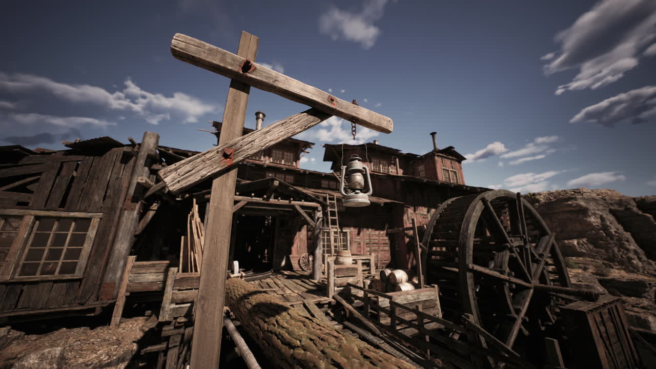 Old West Wooden Mill Exterior