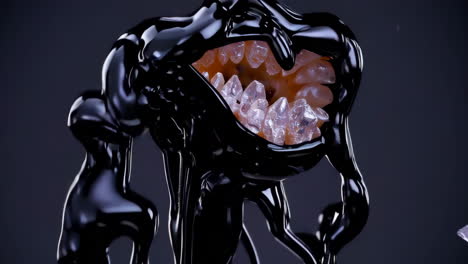dripping black liquid with crystals