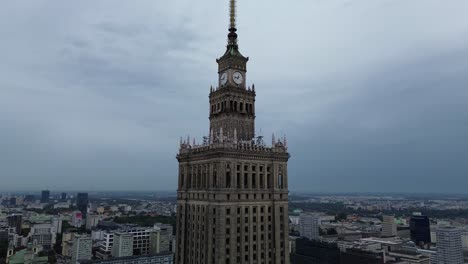 warsaw, poland: drone flying around the famous palace of culture and science