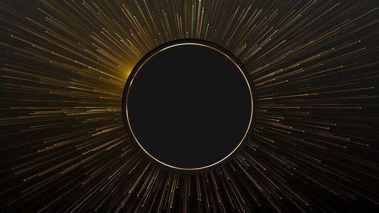 Espacio de copia con marco dorado 3D para escenario de podio de lujo de casino, círculo brillante animado minimalista Premium