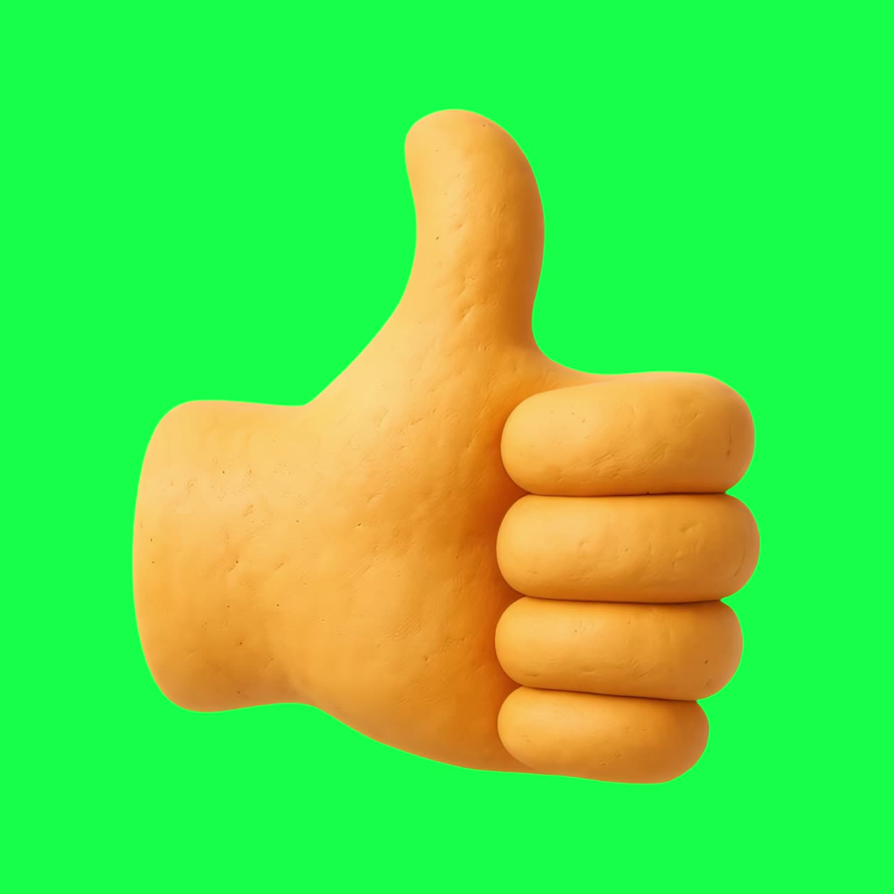 Thumbs up emoji approval animation, transparent 4K video, green screen