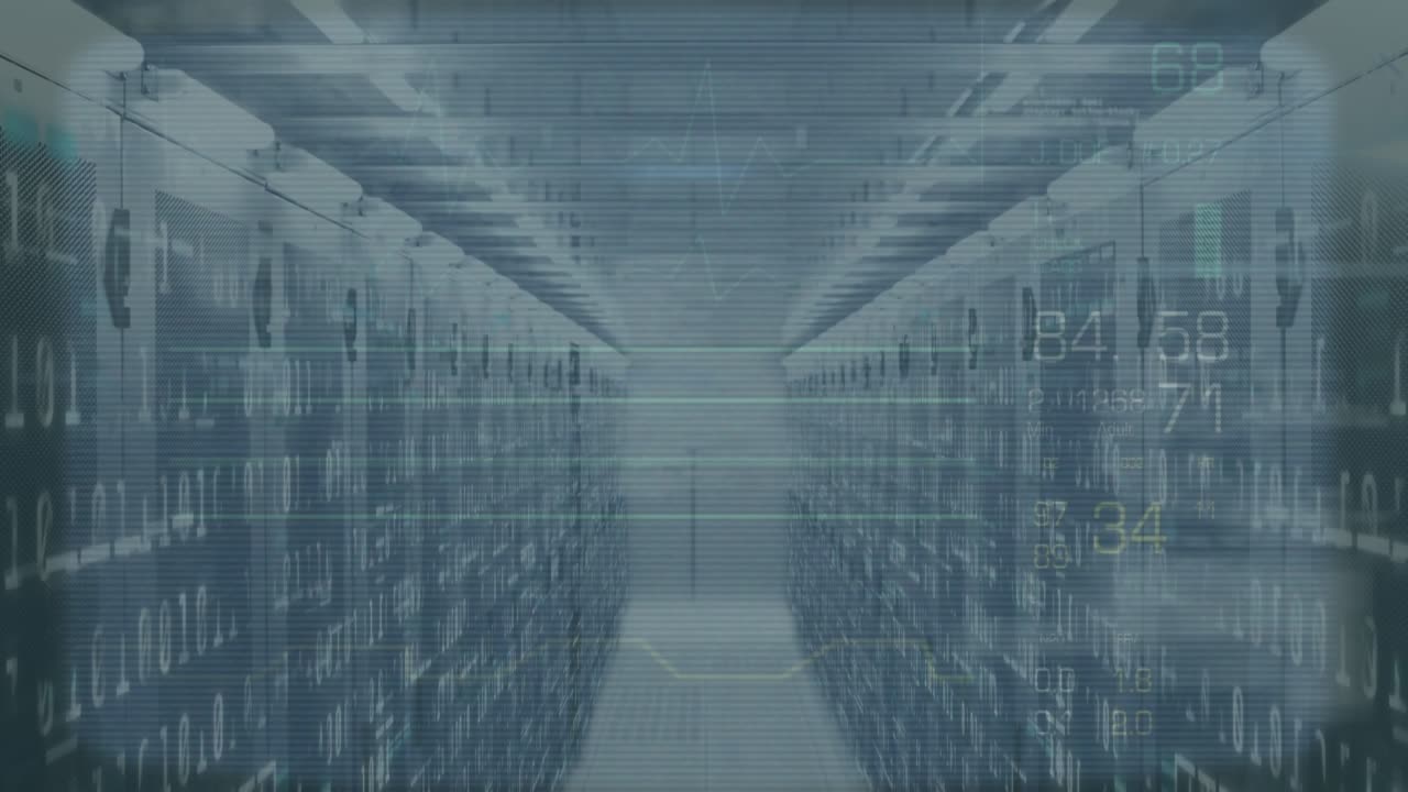 Animation of data processing over server room