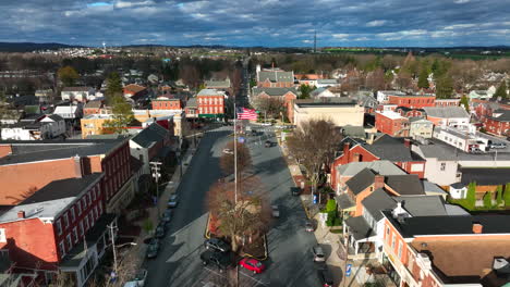 anytown usa on bright sunny day under dramatic clouds and sky