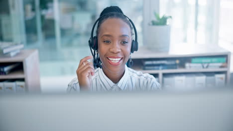 Black-woman,-call-center-and-consulting