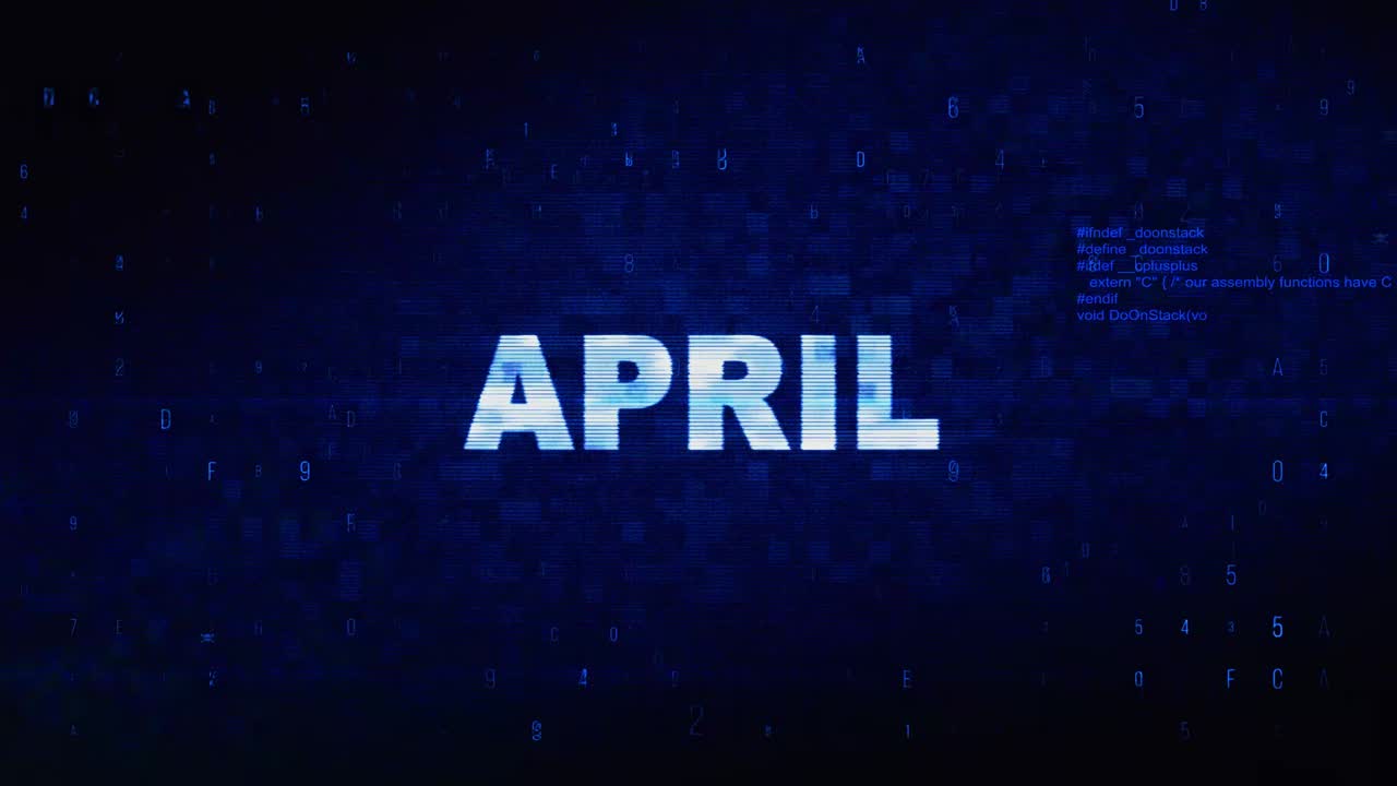 April text digital noise twitch and glitch effect tv screen loop animation background login and