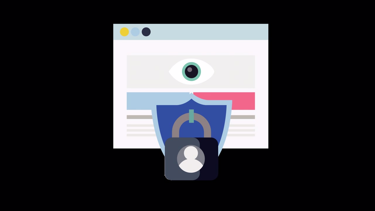 Animated Concept of Digital Privacy and Data Protection in a Browser Window